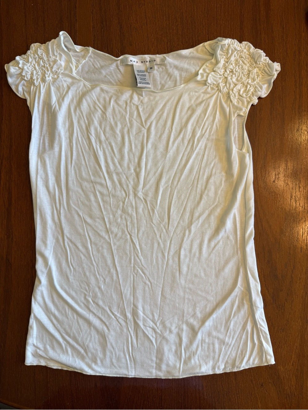 Max Studio Ivory Short-Sleeve Ruffle Shoulder Top